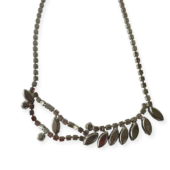 1950s Vintage Blue Moonglow Glass & Rhinestone Necklace - Picture 8 of 9